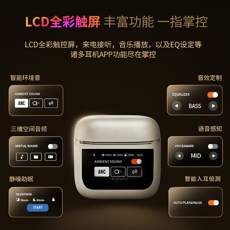 LCD Smart Screen ANC Noise Reduction Bluetooth Headset Smart Sports Waterproof And Sweatproof Ultra-long Battery Life Suitable For JBL LCD Smart Screen ANC Noise Reduction Bluetooth Headset Smart Sports Waterproof And Sweatproof Ultra-long Battery Life Suitable For JBL
